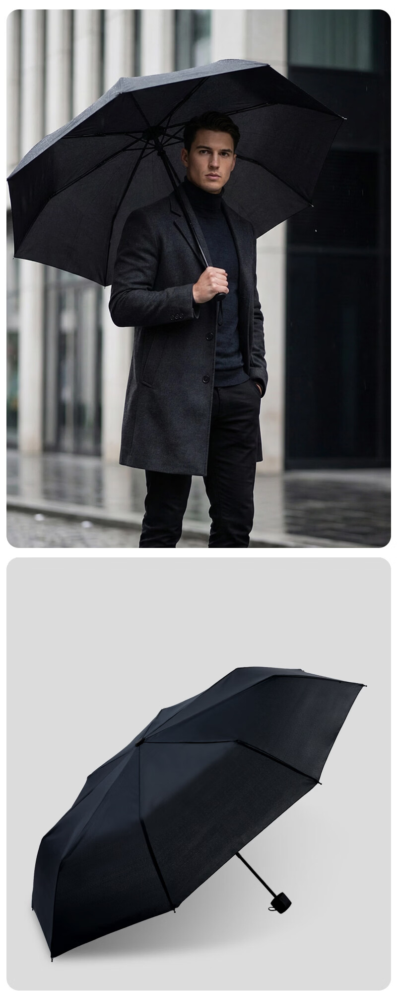 YUHANG 8-Rib Manual Black Sunshade Umbrella UV Protection Rain Umbrella for Students JD Self-Operated 8