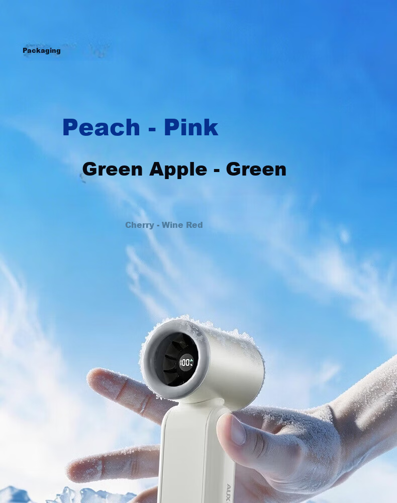 AUX Handheld Portable Mini Fan Long Battery Life Silent USB Small High-Speed Energy-Saving Rechargeable Fan Office 100-Speed Mint Green 1