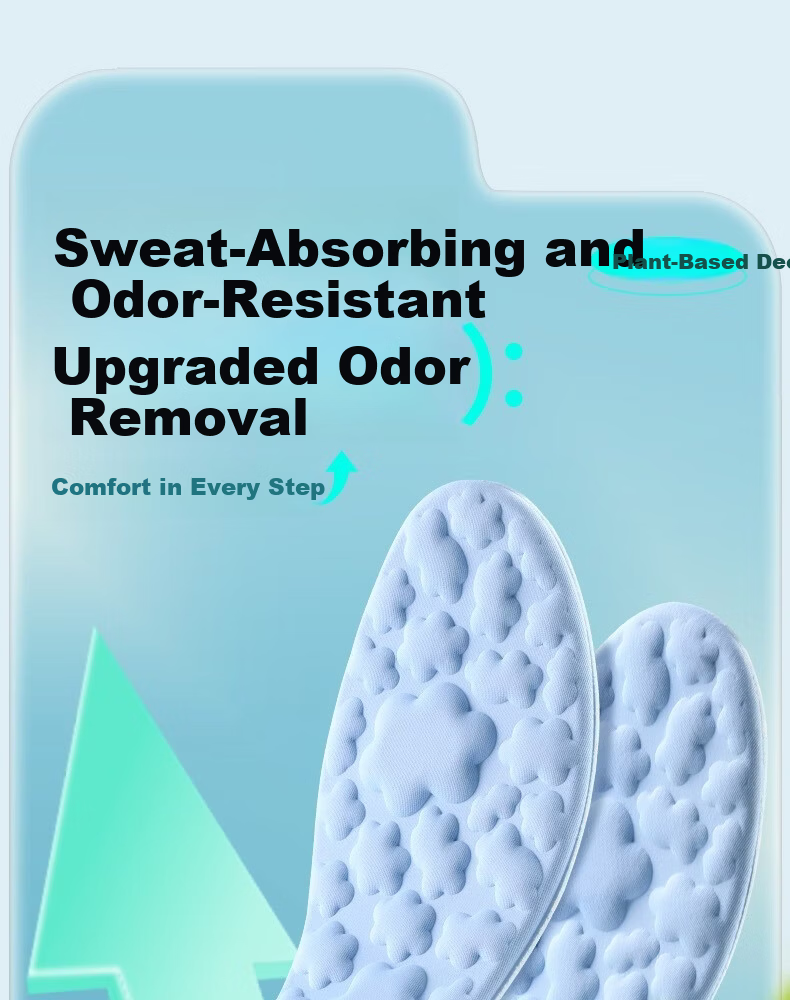 Footprint Tribe Men's Cooling Insoles Ice Silk Summer Barefoot Sweat-Absorbing Breathable Odor-Resistant Ultra-Soft [2 Pairs] Size 39-40 1
