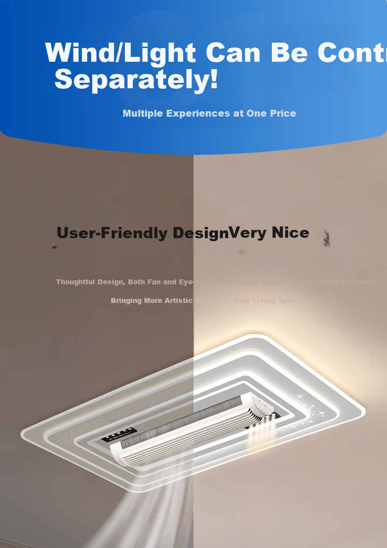 HP Eye-Care LED Ceiling Light with Bladeless Fan, Purui Smart Living Room Bedroom Zhongshan Lighting, Installation Included, Zhenzhiguang Series 10
