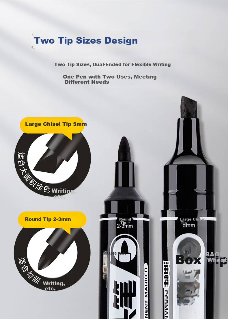 BAOKE MP2963 Oil-Based Marker Pen, Thick Tip, Large Capacity Logistics Marking Pen, Black, 10 Pieces/Box 3