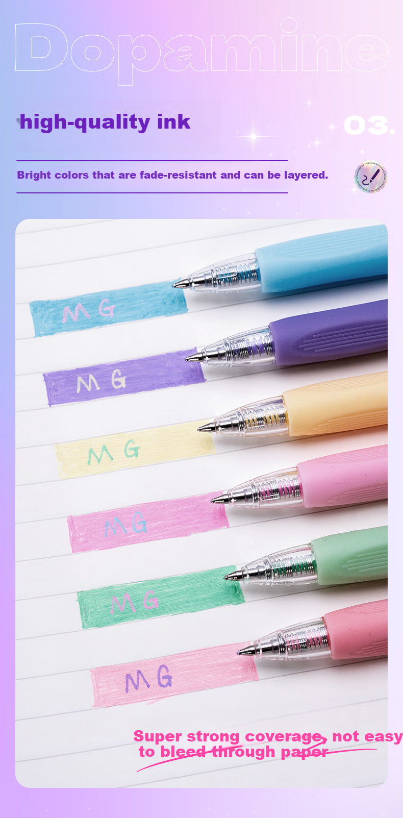 M&G Click Colorful 0.5mm Gel Pen Acrylic Marker Ins Style Painting Pen for Elementary to High School Students Black/6pcs AGPUC502 7