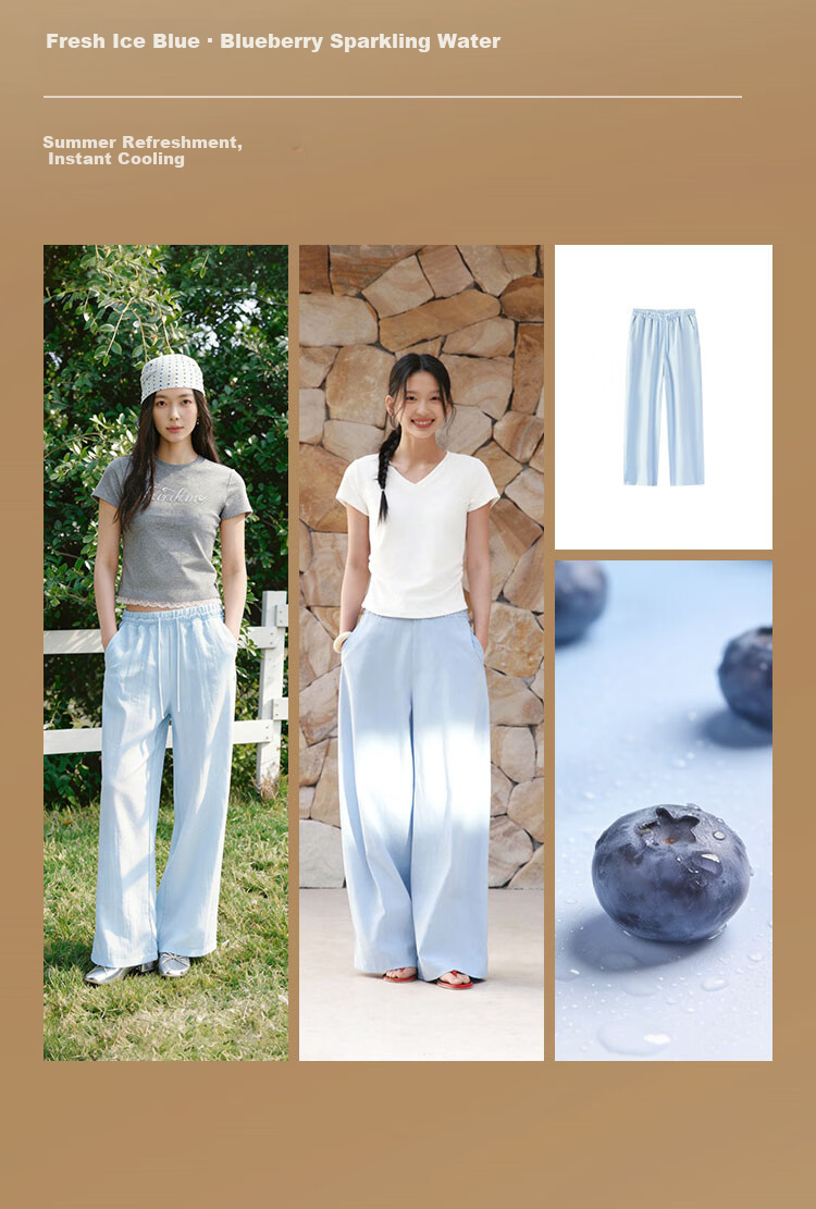 Semir Women's Casual Summer Solid Texture Ruffled Wide-Leg Loose Draped Pants 2026 Wide-Leg Trousers 109326127015B 18