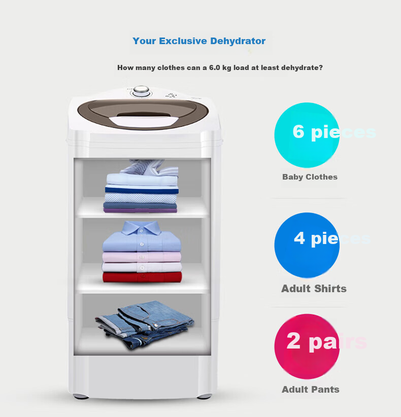 Little Duck Brand Trendy Home Appliance 6kg Large Capacity Powerful Spin Dryer Semi-Automatic Spin Drying Tub for Dormitory and Rental Use 4