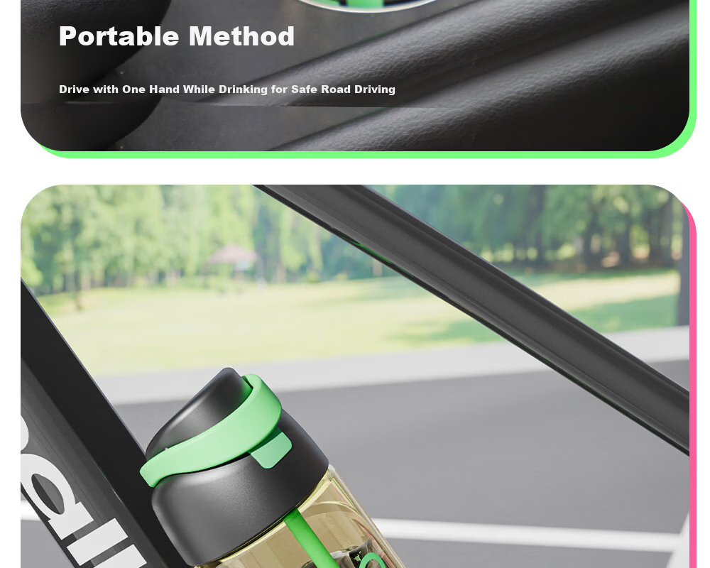 Fuguang Plastic Straw Cup PPSU Large Capacity Portable Sports Fitness Cup 820ML Green for Men and Women Students 30