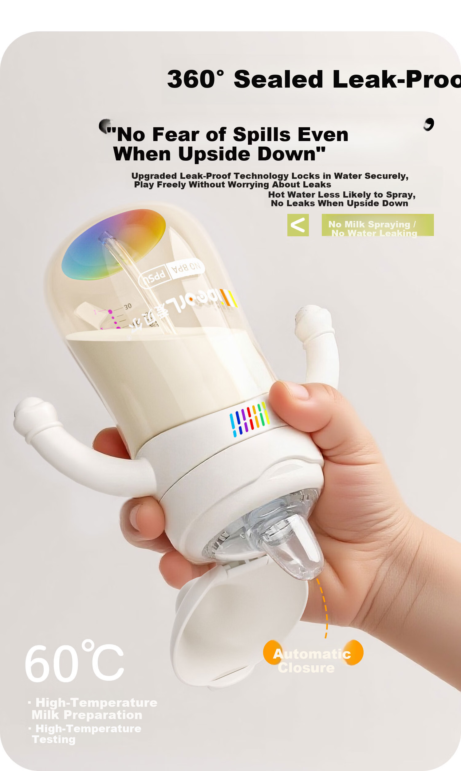 Aibeier Children's Water Bottle Baby Milk Cup Straw Bottle 6 Months-3 Years Training Cup Straw Cup Kindergarten 11