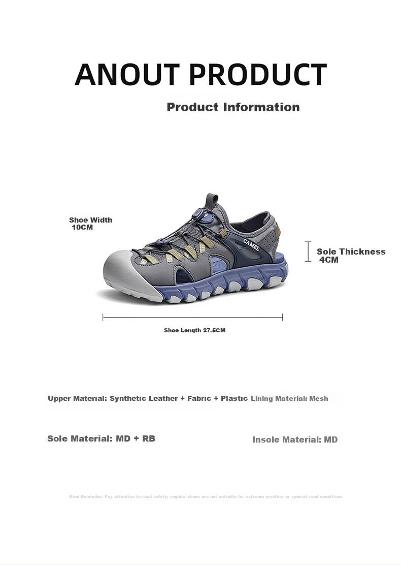 CAMEL Summer Breathable Height-Increasing Outdoor Casual Hiking Sandals G16M076035 Suede Blue 43 11