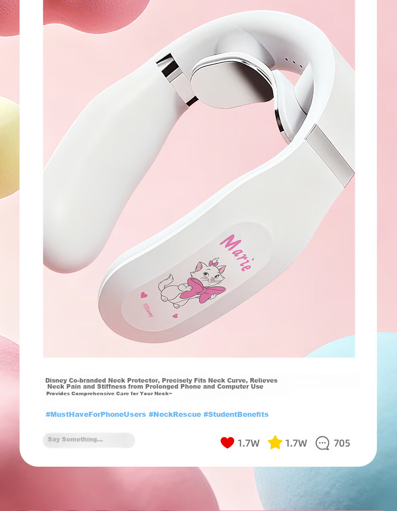 Disney Marie Cat Cervical Massager Neck and Shoulder Massager Neck Care Device Gift for Girls Children's Day Graduation Birthday Practical Gift 3