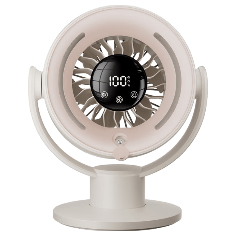 Kewo Ice Mist Humidifying Desktop Mini Fan Rapid Cooling Quiet Circulation Turbo Fan Mist Spray Night Light USB Rechargeable Long Battery Life Portable for Office Student Dormitory