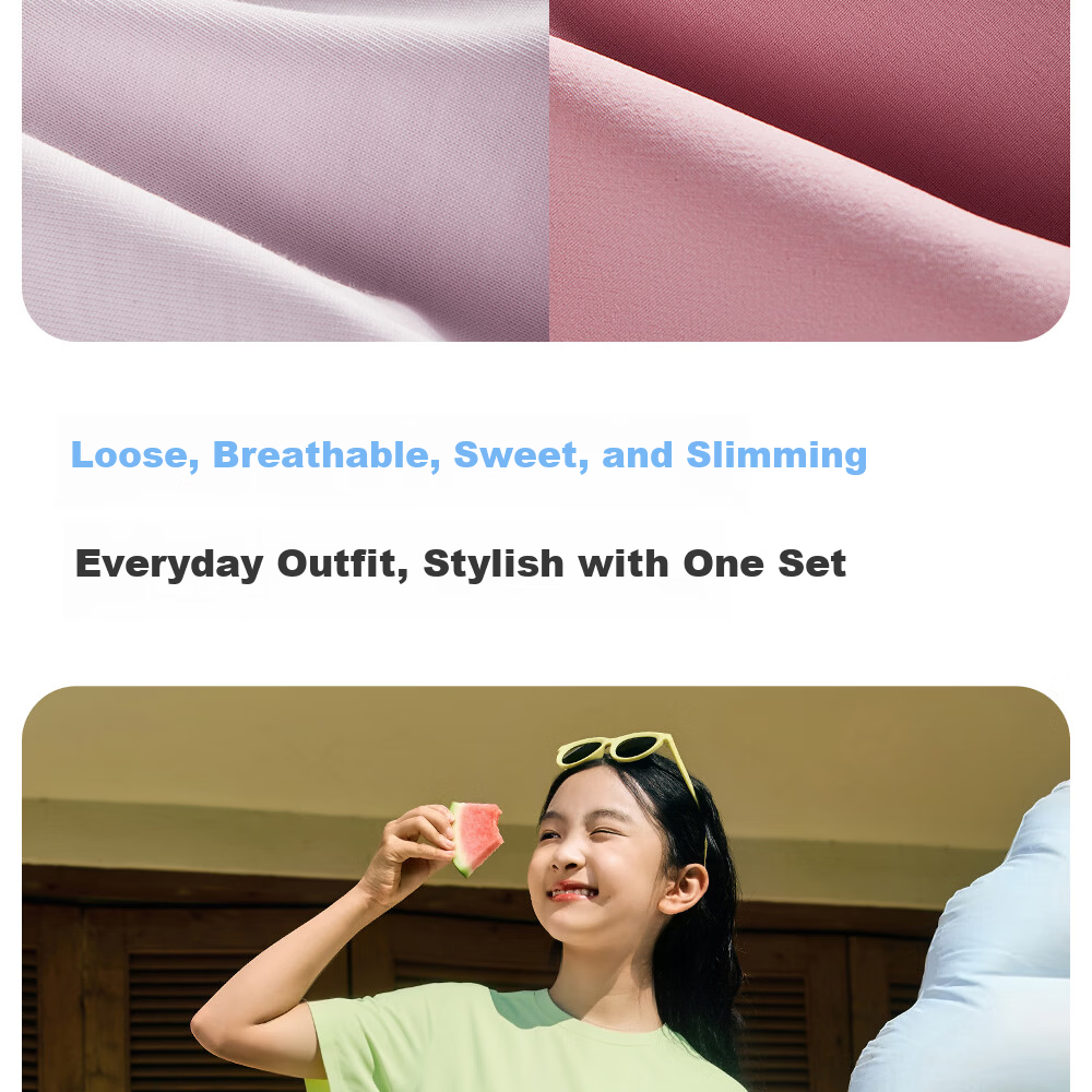 Anta Kids Sports Set Girls 2026 Summer Breathable Skin-friendly Cotton Short Sleeve Skirt A62626702 6