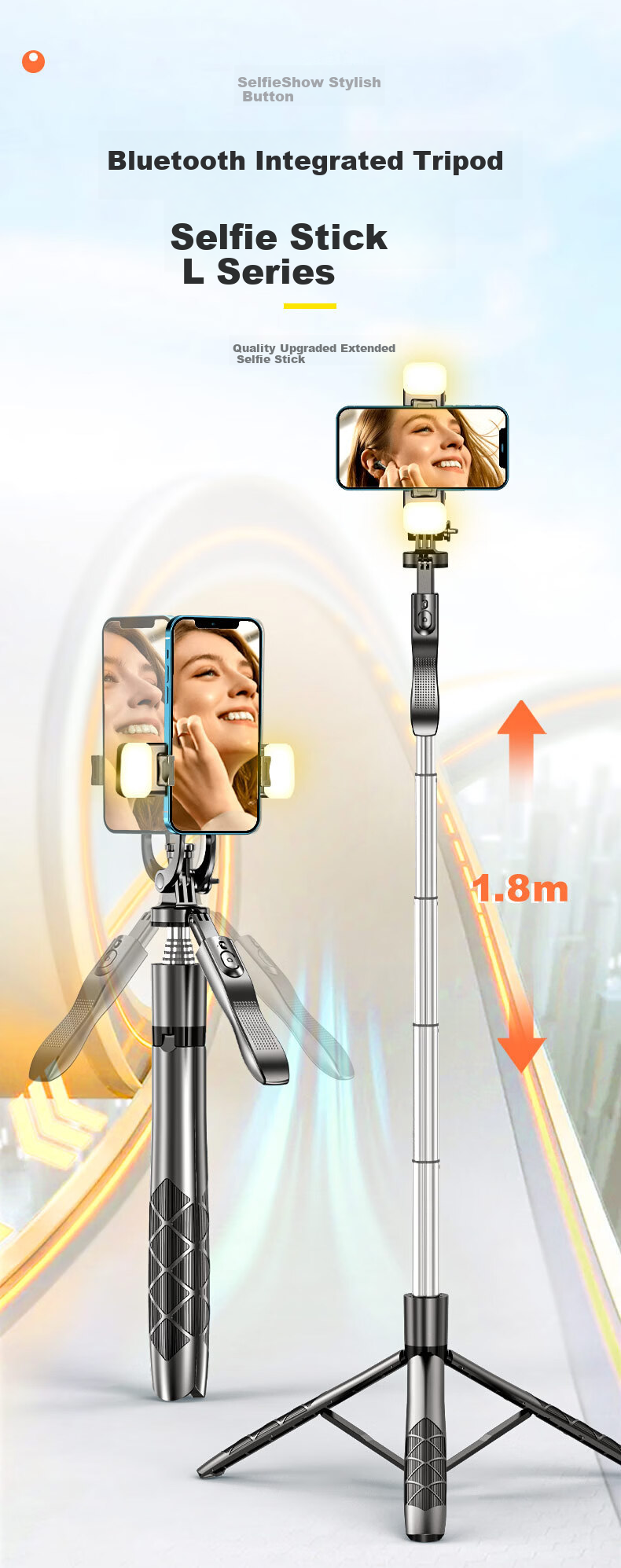 Liangdianpai L16SS Selfie Stick Tripod Selfie Tool Floor Phone Holder Anti-Shake Photo Universal Live Streaming Stand 360-Degree Rotating Handheld Travel Portable Outdoor Shooting Mount 1