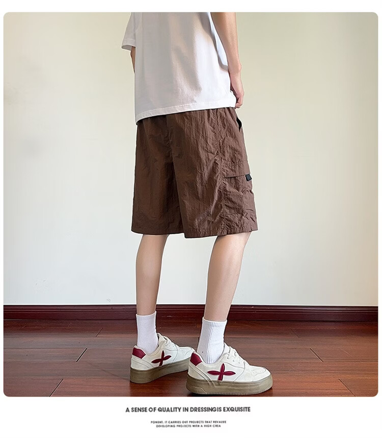 GENIOLAMODE Semir Group Men's Korean Style Loose Casual Lightweight Breathable Five-Point Ice Silk Quick-Dry Versatile Drawstring Shorts 19