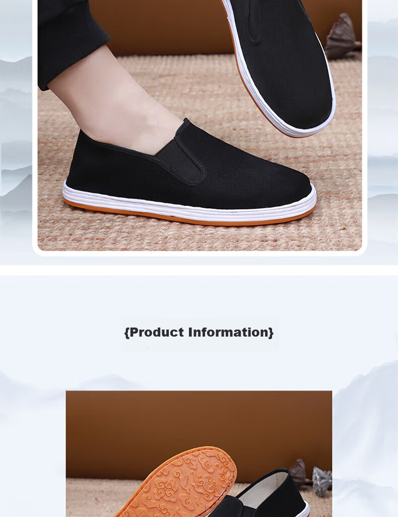 Yidisen [Beef Tendon Sole] Authentic Old Beijing Cloth Shoes Multi-layer Sole Mugwort Deodorant Breathable Non-slip Wear-resistant Black 45 3