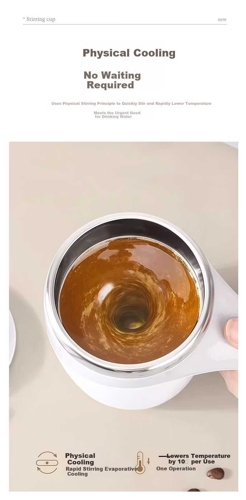 IJARL Automatic Stirring Cup Electric Coffee Mug Magnetic Electric Grinding Cup Rechargeable Gray White 5