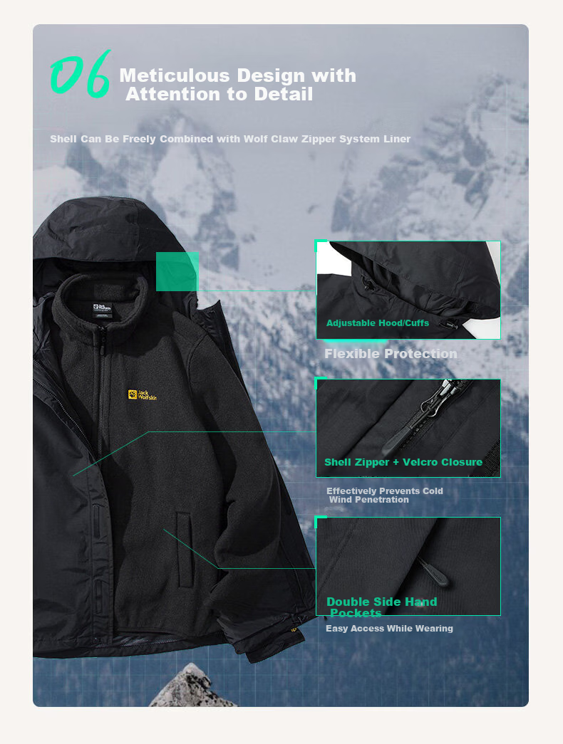 JackWolfskin CRUSH'IN Fleece Liner 3-in-1 Jacket 5012776 Navy Blue 2XL 5