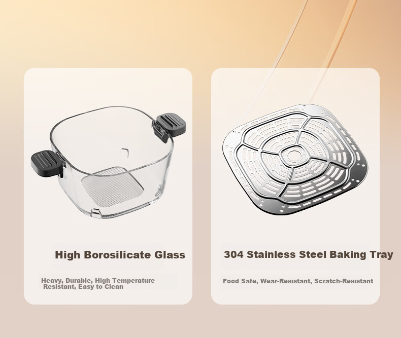 Joyoung Air Fryer, 2026 New Space Capsule Design, All-Glass, Zero Coating, Stainless Steel, Visible Touchscreen, No Flipping Required, 5.8L Capacity, Multi-Functional Home Use [Same Model As Used in Food Competitions] 13