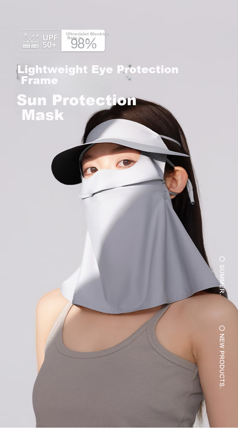 Yalu Sunscreen Face Mask 3D Neck Protection Women's Facekini with Brim UV Protection Black Coated Full Coverage Mask 1