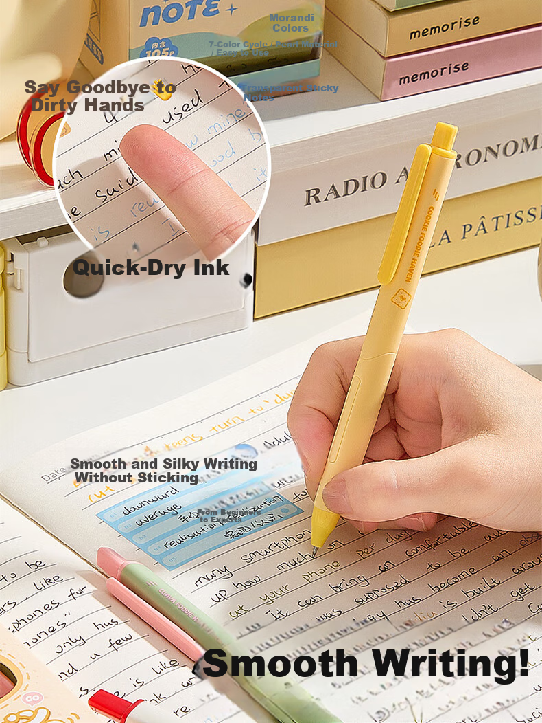 Kaba Bear Exam Silent Click Gel Pen 4-Pack Black 0.5mm Quick-Dry Carbon Fiber Test Pen Mo Ding Qian Kun 4