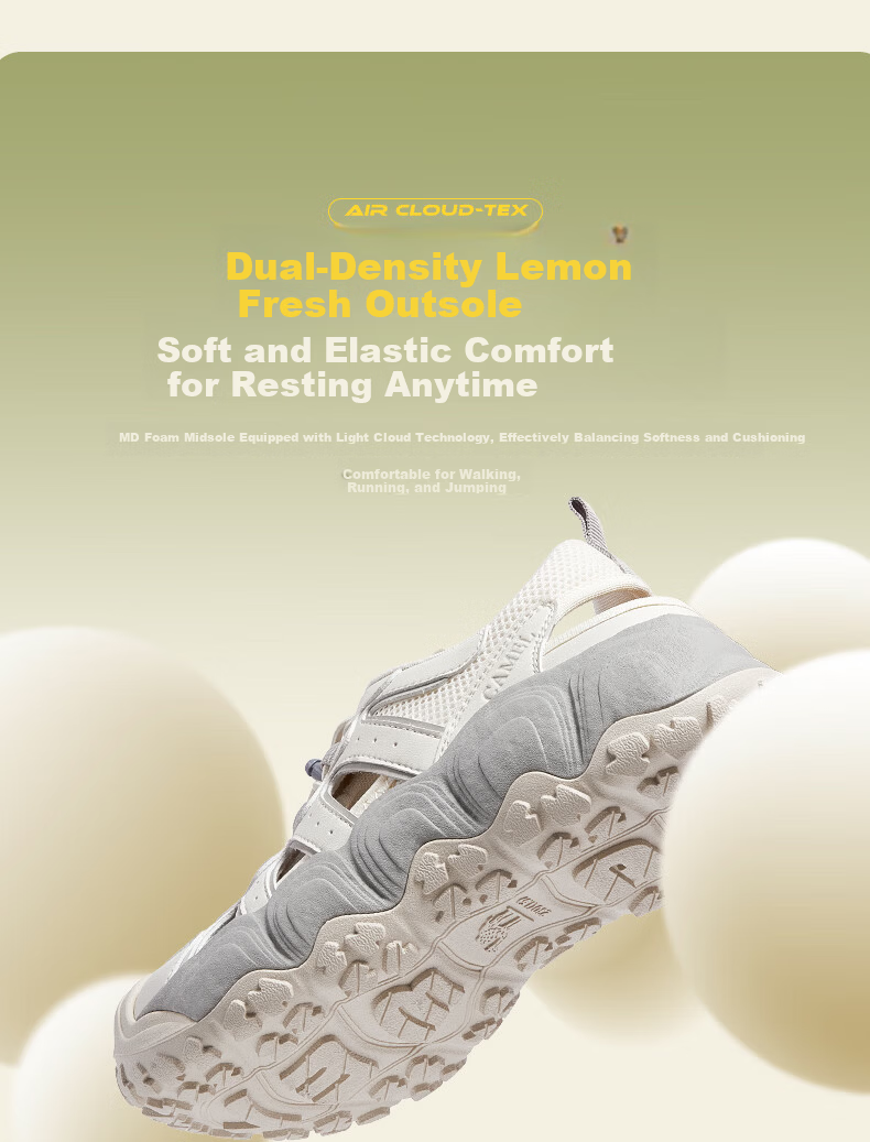 CAMEL Lemon Cute Outdoor Women's Hollow Sandals Thick Sole Beach Sports Shoes L26M202032 Beige/Gray 37 8