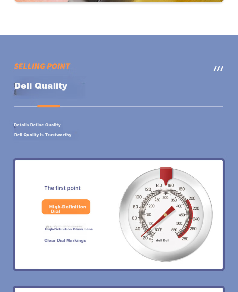 Deli LE550 Oil Thermometer Frying Temperature Food Water Milk Temperature Gauge 11
