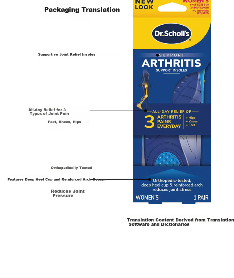 Dr. Scholl's US Imported Knee Joint Support Athletic Insoles Arch Support Soft Cushioned Shock Absorption Comfortable Long-Standing Relief 14