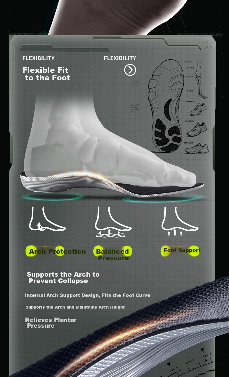 Nanjiren Arch Support Insoles for Men, Soft and Elastic, Shock Absorbing, Sweat-Absorbing, Breathable, Odor-Resistant, Comfortable for Long Standing, Size 41-42 4