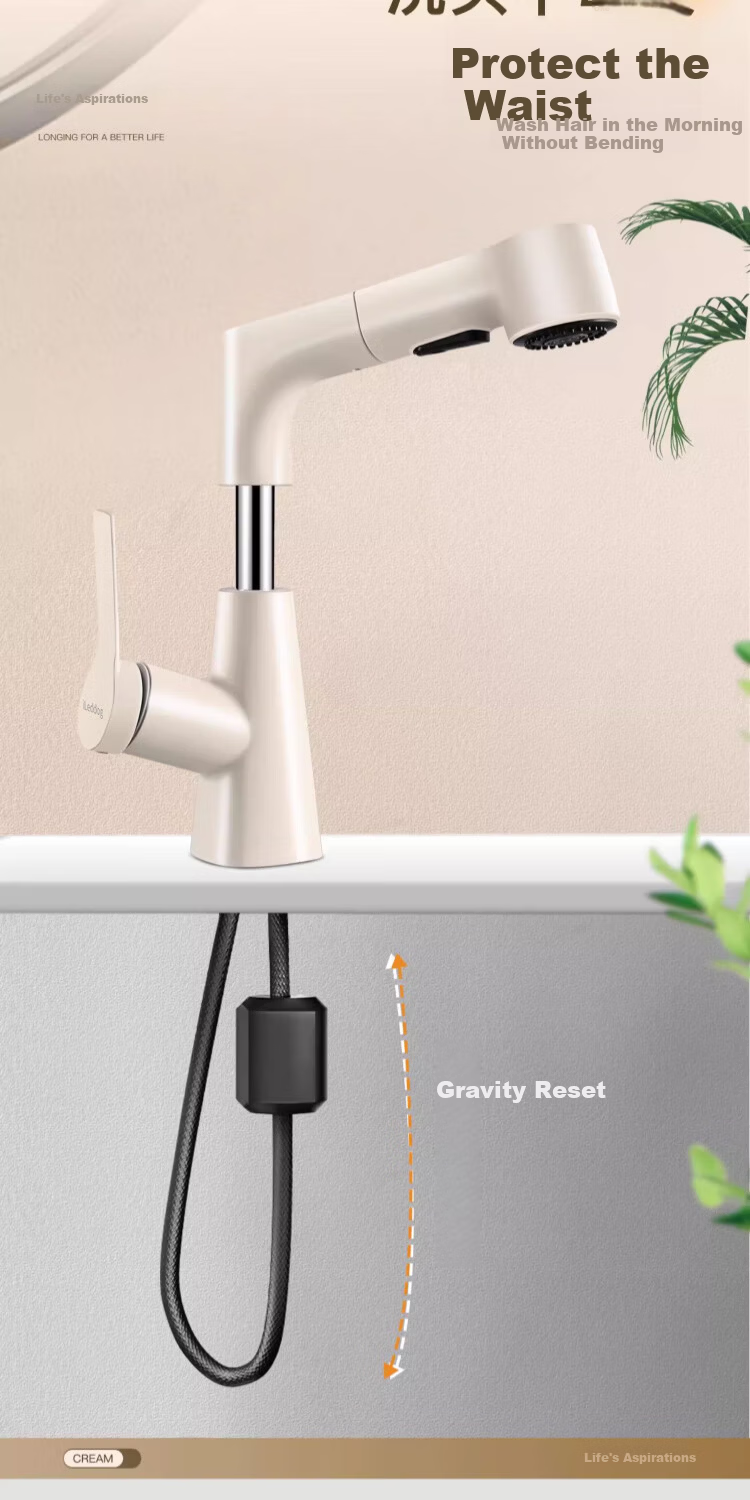 ILeddog [Germany] Full Copper Thickened Basin Faucet Lift Pull-Out Bathroom Washbasin Faucet MPCL 10