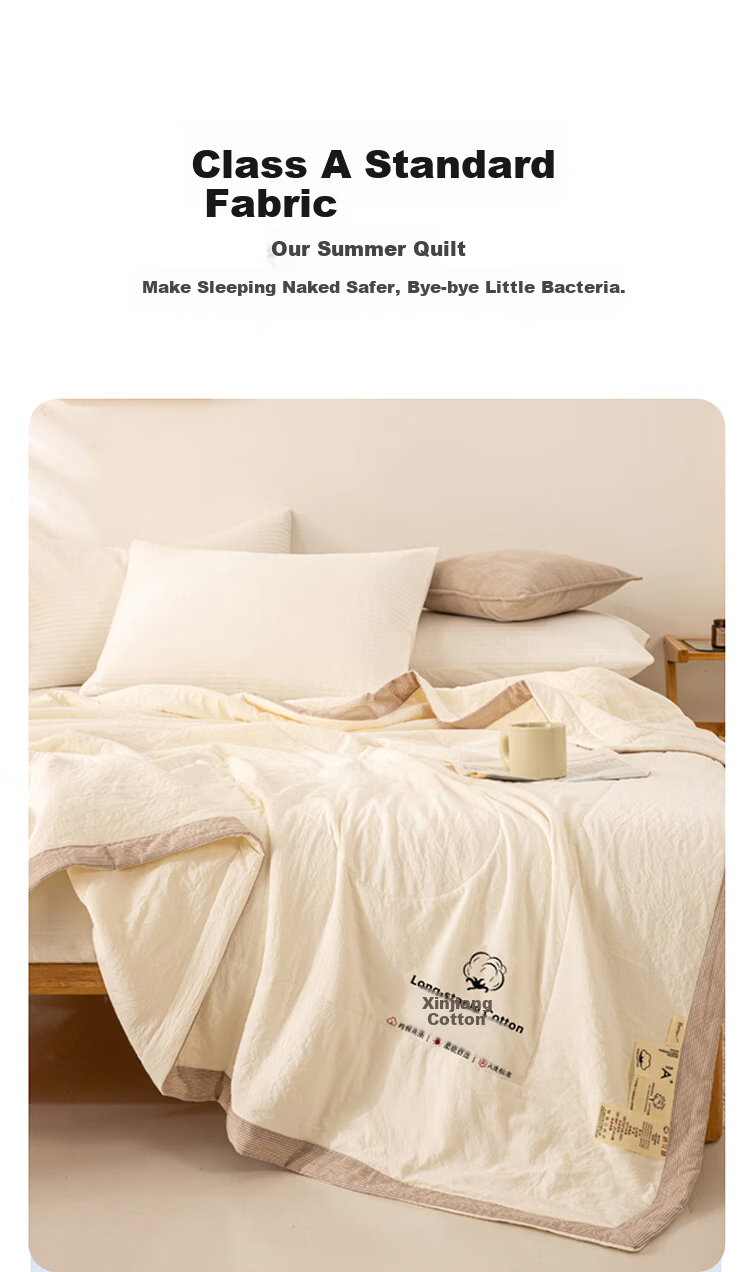 Urban Beauty A-Class 100% Xinjiang Pure Cotton Summer Quilt Air Conditioning Quilt Thin Summer Blanket Machine Washable 200*230cm 4