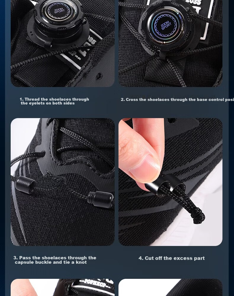 Footprint Tribe Rotating Button Shoelaces Unisex Lazy No-Tie Magic Self-Locking Shoelaces White 1 Pair 120cm 15