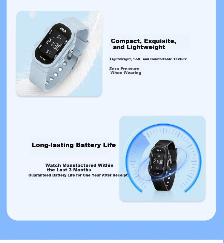 FILA Digital Watch for Men and Women, Student Watch for Middle and High School Students, Birthday Gift, Children's Electronic Wristband 6902-004 7