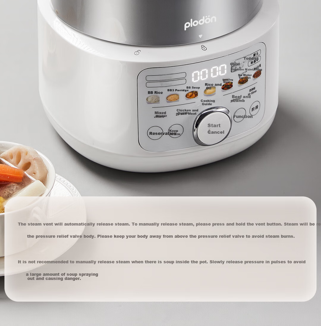 PLODON Baby Rice Oil Supplementary Food Electric Pressure Cooker, Non-Coated Multifunctional BB Infant Small Home Electric Rice Cooker 2L 17