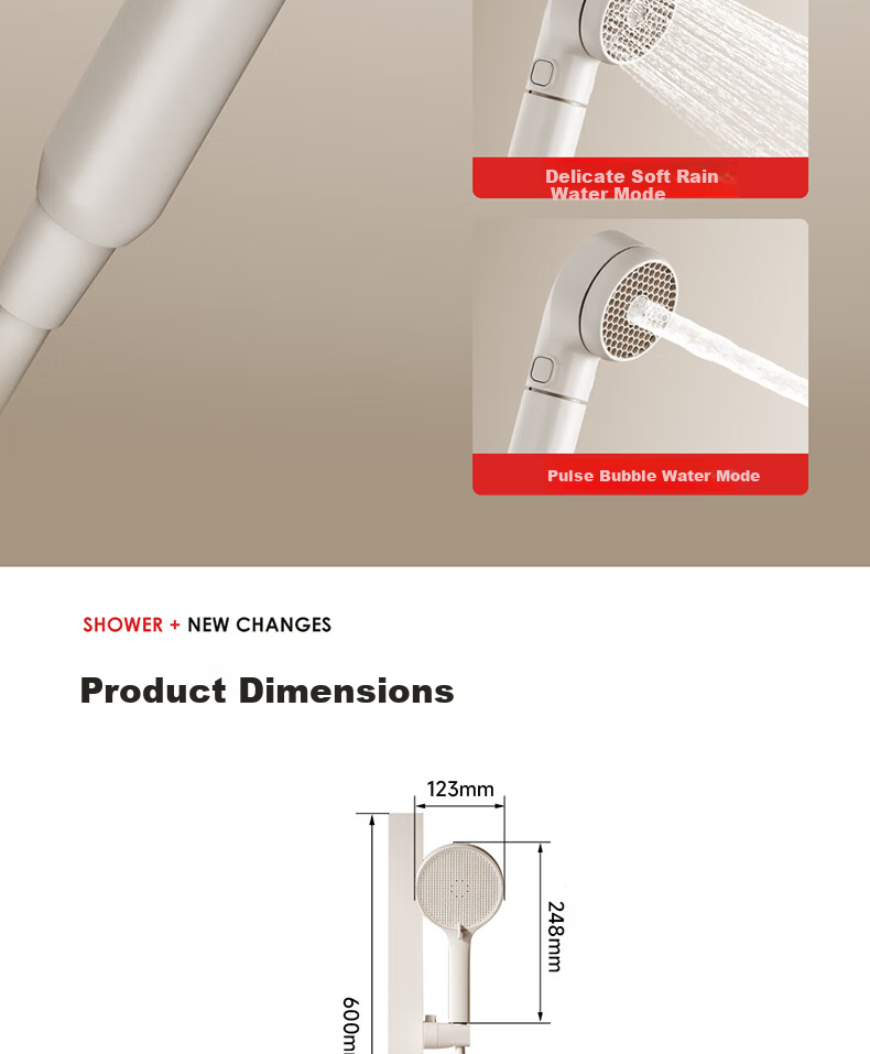 Mona Lisa Shower Set Small Apartment Digital Display Adjustable Full Copper Bathroom Simple Pressurized Piano Shower M13 Milk White 24
