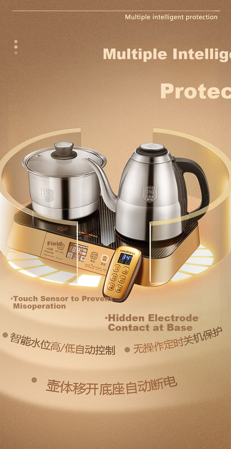 KAMJOVE EC8 Fully Automatic Water Filling Electric Kettle 1.2L 316 Stainless Steel Smart Remote Control Electric Tea Stove with Temperature Preservation and Tea Brewing Set 11