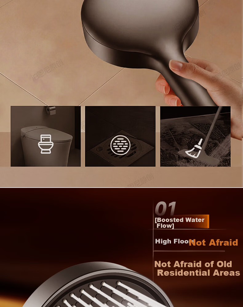 BOONEN High-Pressure Shower Head Large Panel Handheld Shower Faucet Water Heater Booster Showerhead 10