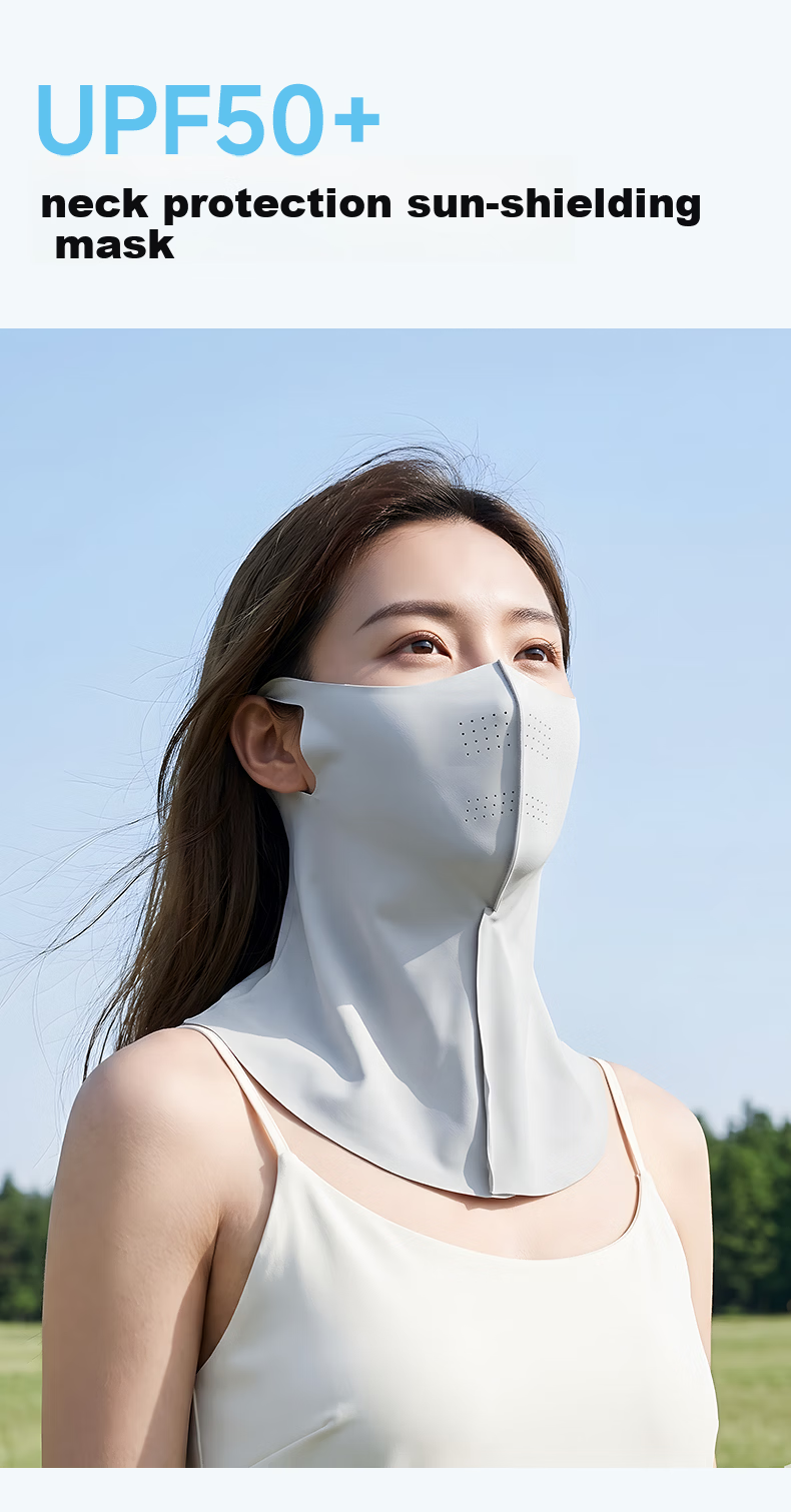 Meilicheng Women's Sunscreen Mask UV Protection Face Cover High-Value Lightweight Cooling Facekini Face Shaping KZ03 Black 3