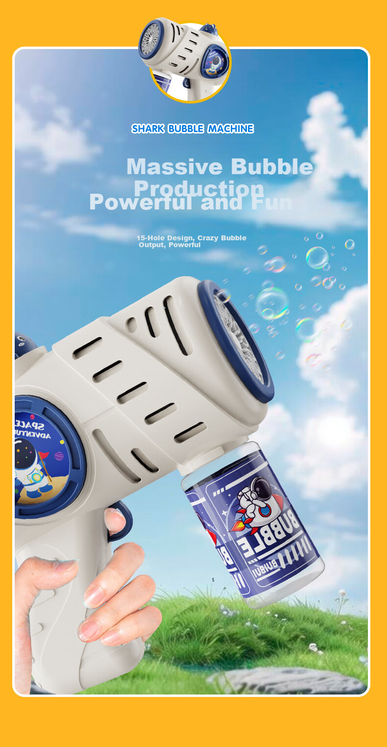 COOKSS Kids Bubble Blower Handheld Automatic Electric Bubble Gun Toy 2026 New Boys Girls Birthday Gift 4