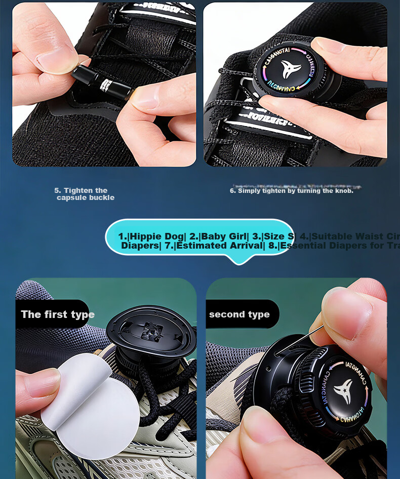 Huabaochi Knob Lazy Shoelaces No-Tie Buckle Rotating Elastic Quick Lock Fixer Unisex Stretch Sports Shoe Gadget 10