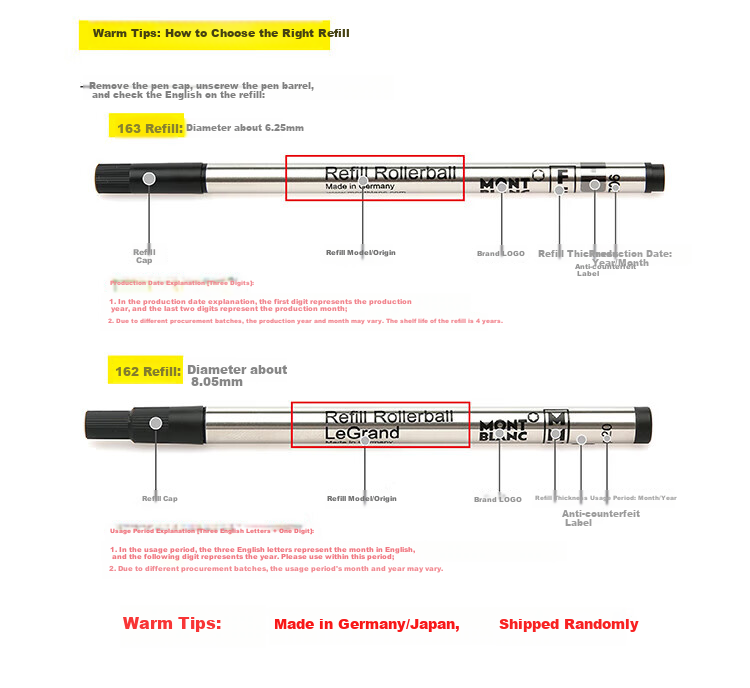 MONTBLANC Meisterstück 163 Signature Pen Refills 2-Pack M Nib 105158/128231 Gift 9