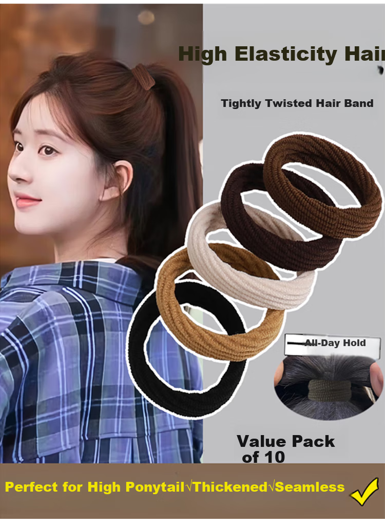Yefili 10-Pack High Ponytail Hair Ties Durable Spiral Hair Bands Elastic Hair Ropes for Women and Students 1