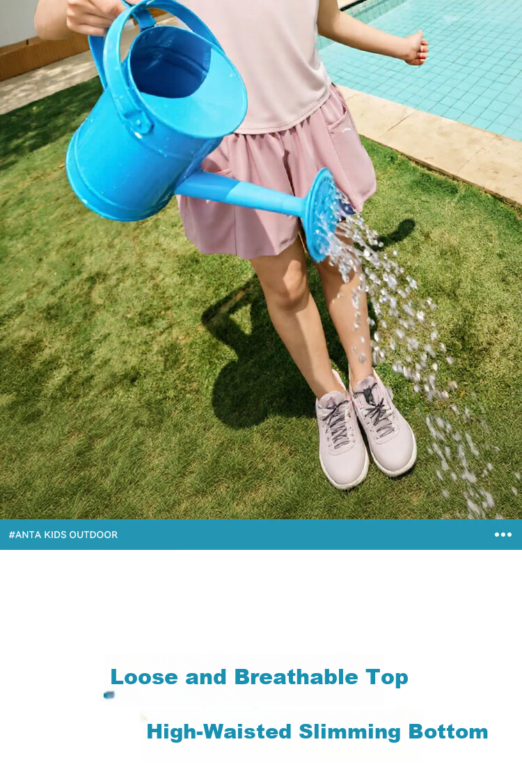 ANTA Kids Girls Summer 2026 Breathable Quick-Dry Short Sleeve T-Shirt and Shorts Sports Two-Piece Set A62627701 9