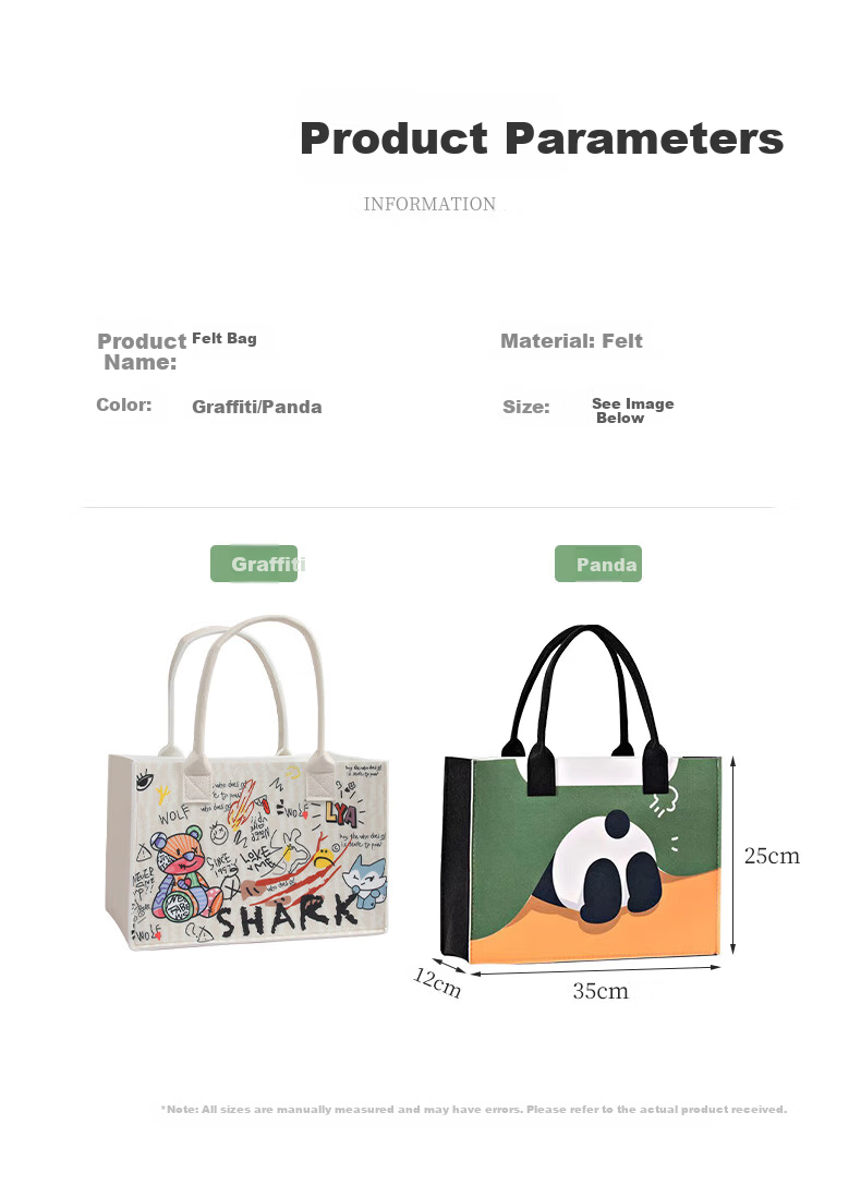 40,000 Kilometers Canvas Tote Bag Large Capacity Felt Handbag Printed Storage Felt Tote Graffiti 3