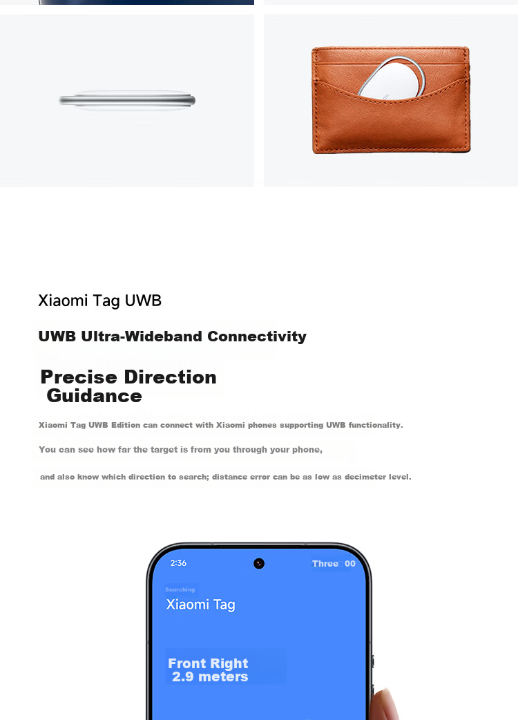 MI Xiaomi Tag UWB Version Locator Tracker Anti-Lost Device Global Find for iPhone Children Elderly Pets Keys Luggage Bicycle Backpack Anti-Lost 3