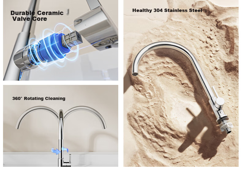 JOMOO Kitchen Sink Faucet Single Cold Quick Open Swivel High Arc Pipe Single Cold Faucet 77038 6