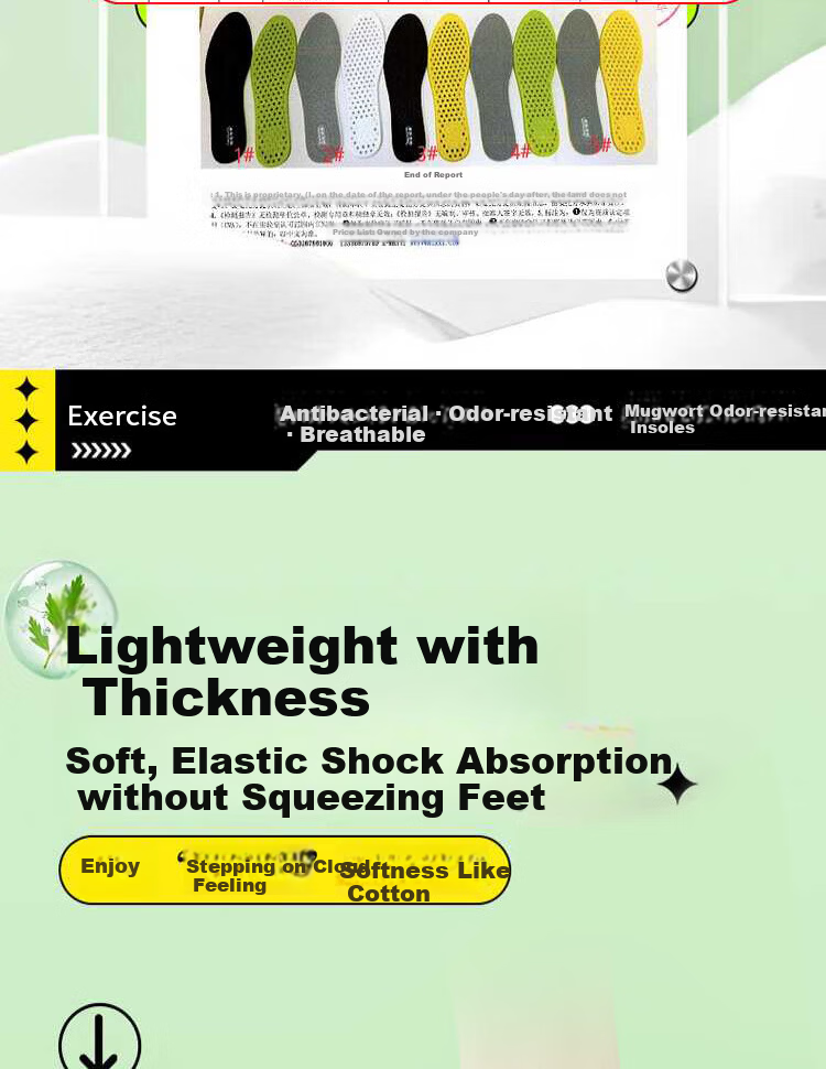 3515 Men's Sports Insoles Sweat-Absorbing Odor-Resistant Breathable Antibacterial Soft Cushioned Thickened Shock-Absorbing Shoe Inserts 8
