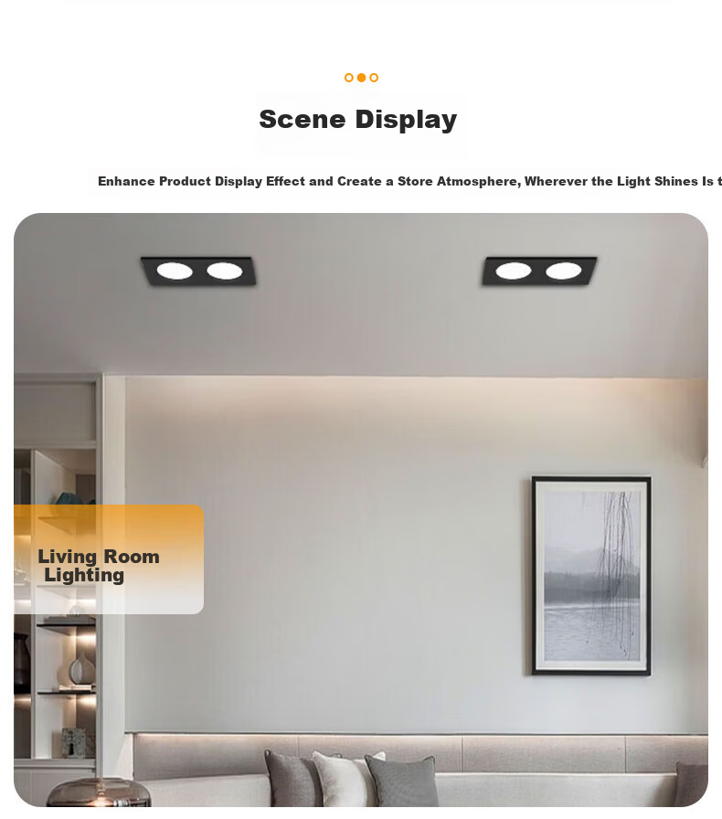 Biuyum LED Double-Head Grid Downlight 3.5 Inch 18W Cool White Cutout 195x95mm Corridor Grid Ceiling Minimalist Downlight White Shell 12