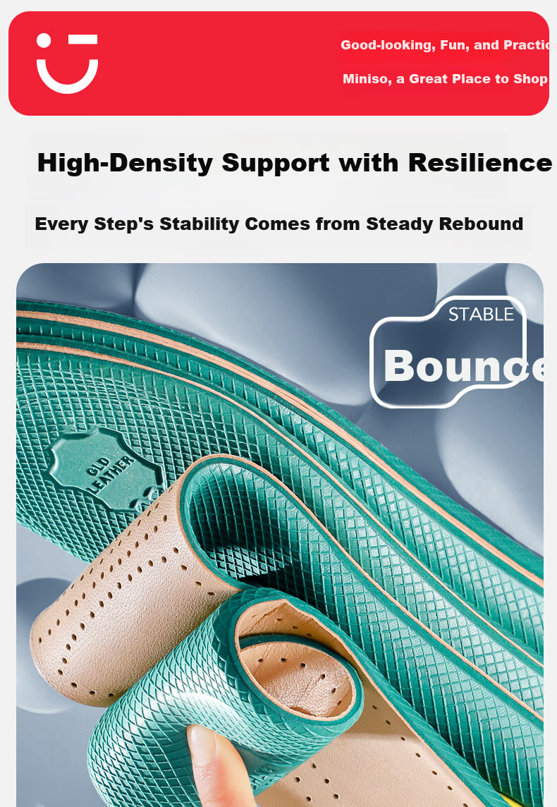 MINISO Sheepskin Insoles Sweat-Absorbing Breathable Shock-Absorbing Soft Anti-Odor Durable Comfort Insoles Size 39-40 8
