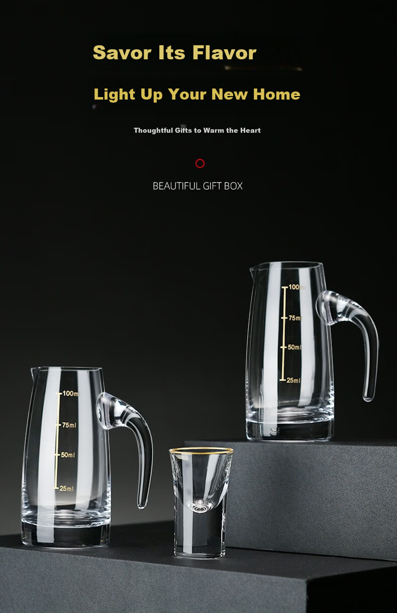Vankachi Luxury High-End Crystal Glass Baijiu Set 6 Decanters 6 Cups Home Hotel Business Drinkware 4
