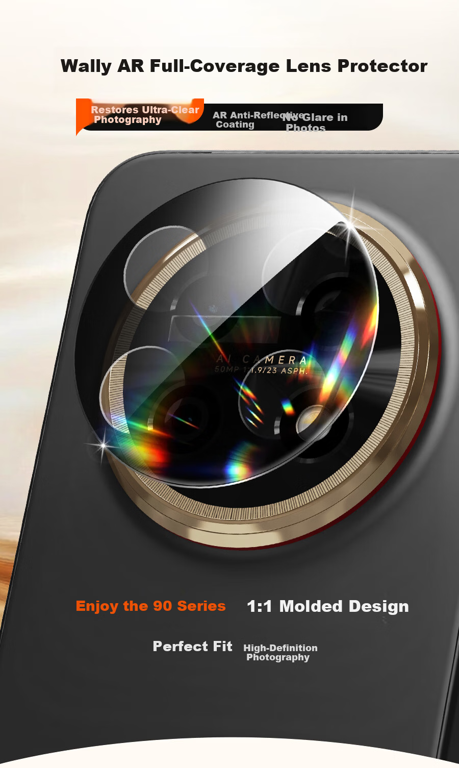 Wally [AR Anti-Reflective] Huawei Enjoy 90 Pro Max Rear Camera Lens Protector HD Tempered Glass Scratch-Resistant Durable Drop-Proof Film 1