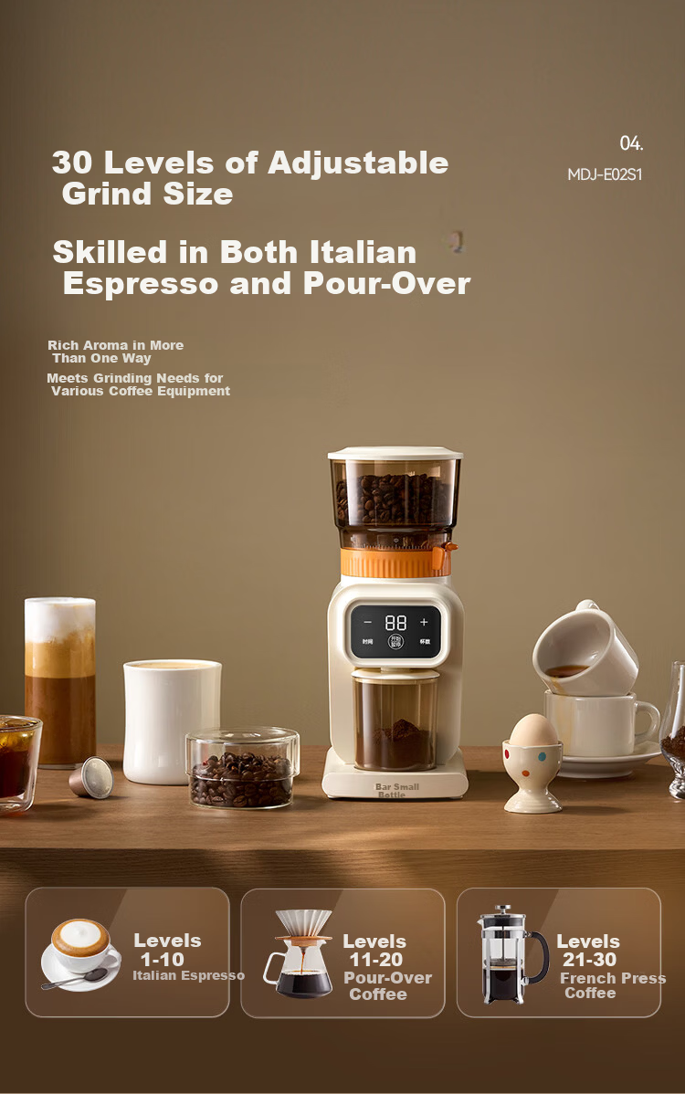 Bear Home Electric Coffee Grinder 30-Level Adjustable Espresso Machine with Cup Volume Setting E02S1 6