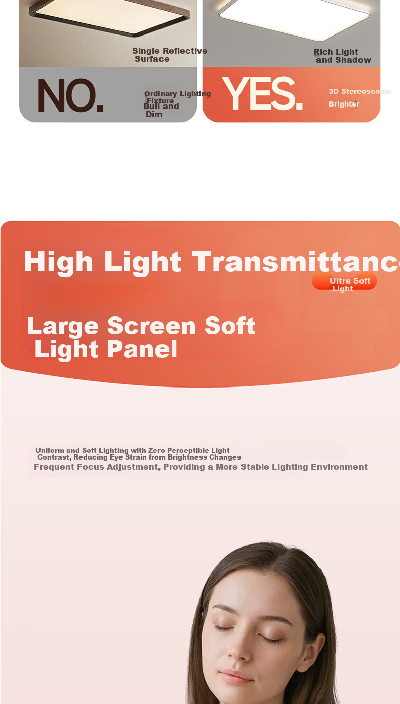 Kuka LED Ceiling Light Simple Eye-Care PR Light Living Room Bedroom Lamp 40cm Round - Three Colors [Installation Included] 8